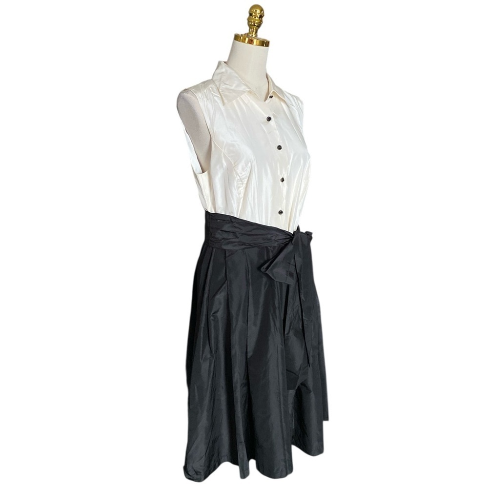 Neiman Marcus Exclusive Women’s Silk Two-Tone Taffeta Sleeveless Shirt Dress 16 - Picture 4 of 8